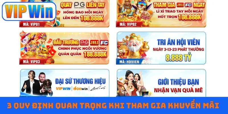 3 quy định quan trọng khi tham gia khuyến mãi Vipwin