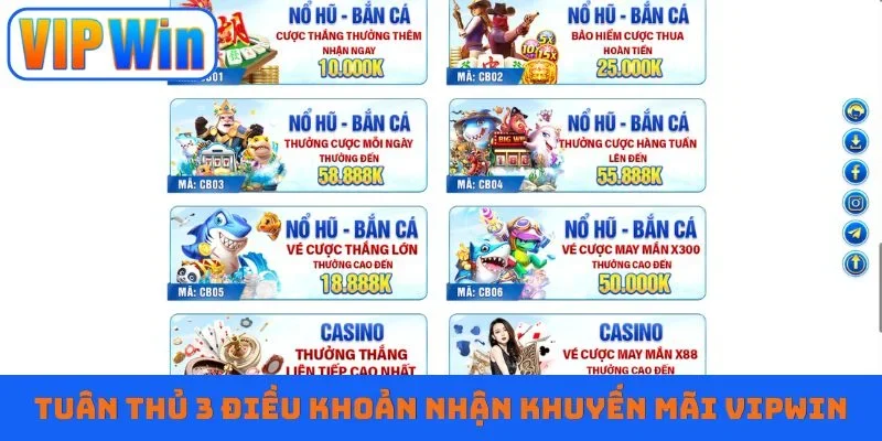 Tuân thủ 3 điều khoản khi nhận khuyến mãi Vipwin